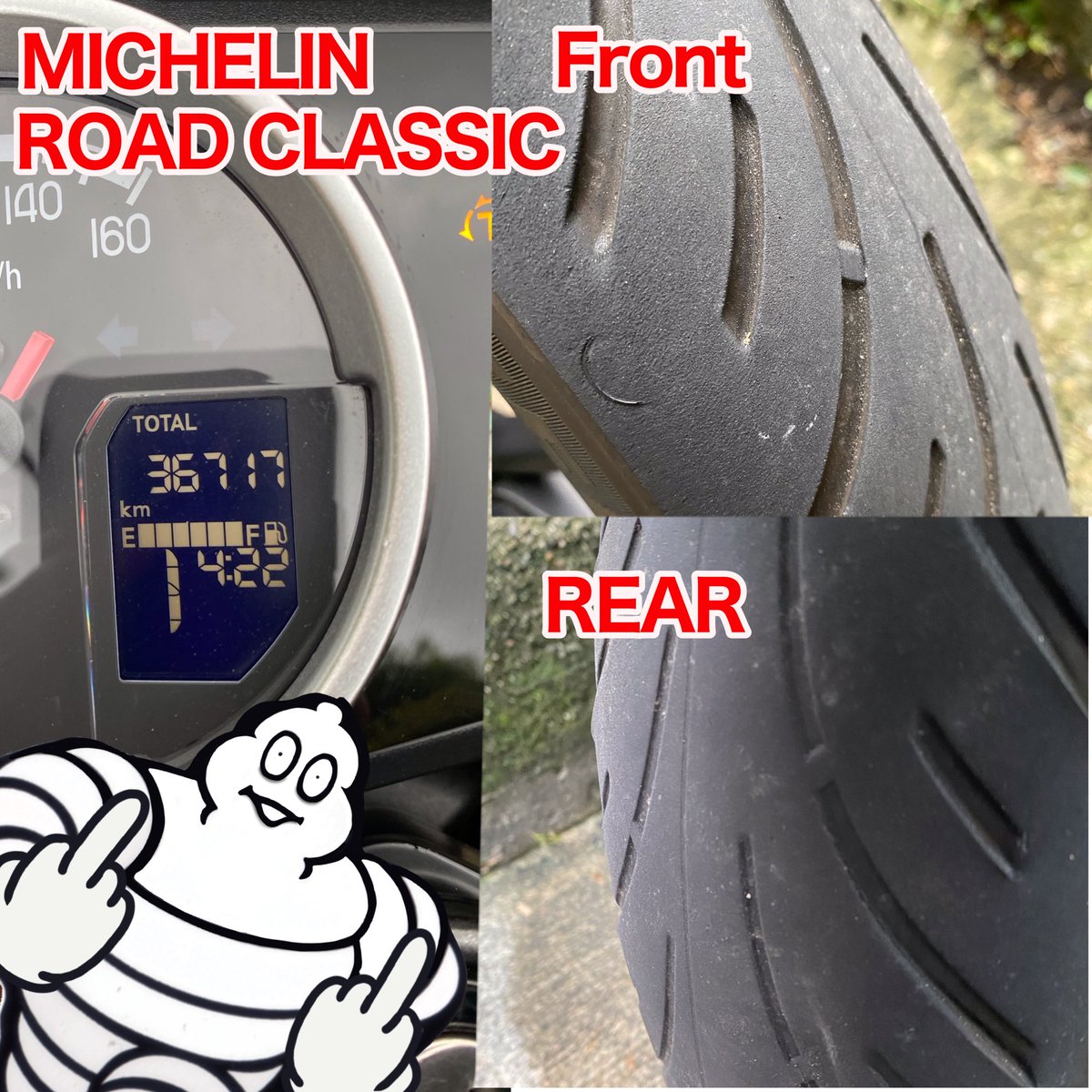 erodk9's tweet image. 3度目のタイヤ交換前メモ
#GB350
#Michelin