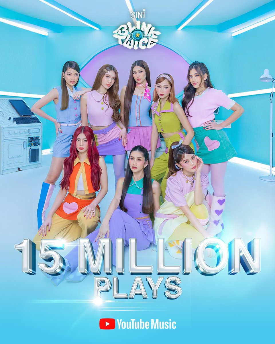Heard it through the grapevine that 'Blink Twice' has hit 15 MILLION plays on YouTube Music! 💫💘

We’re so grateful for this! 🥹

Keep streaming 'Blink Twice' here:
🔗music.youtube.com/watch?v=PlySXi…

#BINI #BINI_BlinkTwice #BINI_BINIverse