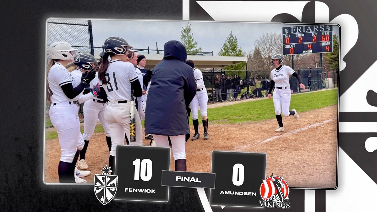 FriarSoftball's tweet photo. Varsity Friars WIN home opener! 
10R | 11H | 2E
G. Simon 3/3. 
A.Purta collected 2 hits. 
K. Janda with a HR. 
1B: L.Lowery, S.Kateeb, A.Purta 
2B: C. Barganski, G. Simon, G. Pescatore.  

L. Lowery &amp; S. Kateeb collected 11Ks / 5 innings. Good contributions by ALL🙌🏽👊🏽🫱🏼‍🫲🏽 https://t.co/Cv8uejmNYl
