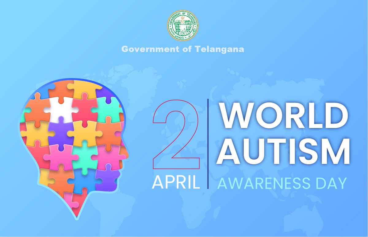 CHFW & NHM Telangana (@chfw_nhmtg) on Twitter photo Understanding, acceptance, and inclusion create a world where every individual with autism thrives.
This World Autism Awareness Day, embrace neurodiversity and support a more inclusive society.
<a href="/MoHFW_INDIA/">Ministry of Health</a>
<a href="/TelanganaCMO/">Telangana CMO</a>
<a href="/MoHFW_Telangana/">Minister for Health Department, Telangana</a> Understanding, acceptance, and inclusion create a world where every individual with autism thrives.
This World Autism Awareness Day, embrace neurodiversity and support a more inclusive society.
<a href="/MoHFW_INDIA/">Ministry of Health</a>
<a href="/TelanganaCMO/">Telangana CMO</a>
<a href="/MoHFW_Telangana/">Minister for Health Department, Telangana</a>