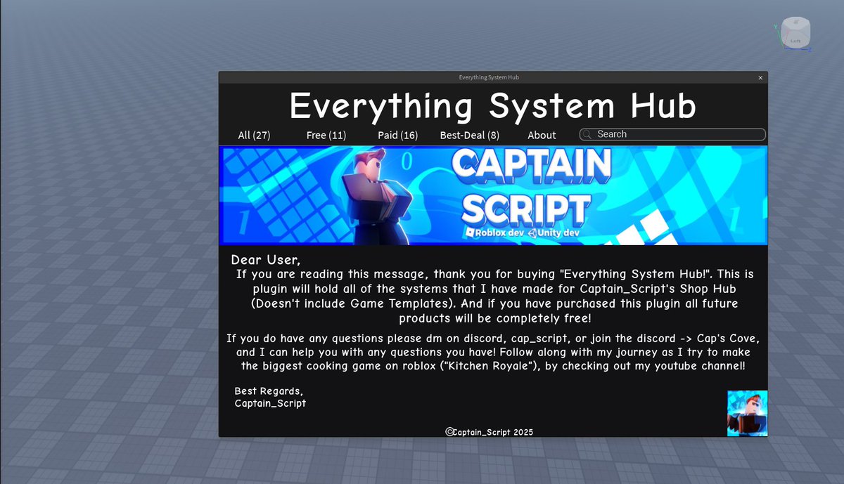 Cap_Script's tweet image. NEW PLUGIN!
I made a new plugin called "Everything System Hub".