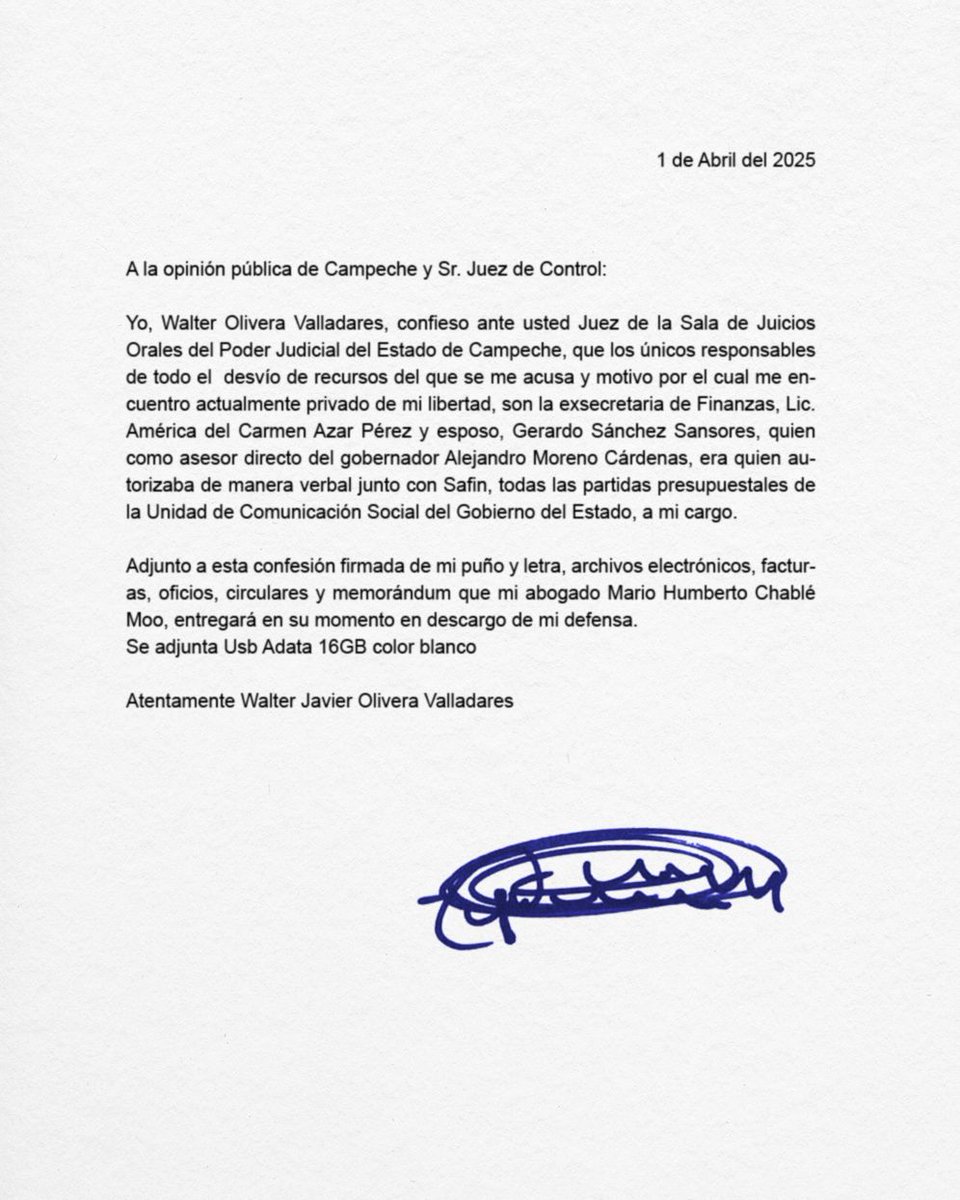 #Enterate Exvocero de #Campeche, Walter Olivera acusa a sobrino de la gobernadora Layda Sansores (Gerardo Sánchez Sansores y su esposa la exsecretaria de Finananzas, Carmen Azar Pérez) de ser los responsables directos del desvío de recursos del que se le acusa.