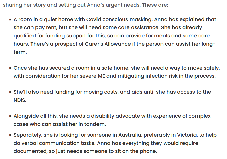 WiredWoozle's tweet image. We need more eyes on Anna’s dire situation—particularly abled &amp;amp; resourced eyes.

Thanks to the Canary for the assist. 🙏
Action items in screenshots. 👇
C’mon, global village! #SaveAnna 💪💙
#DV #LongCovid #CovidIsNotOver