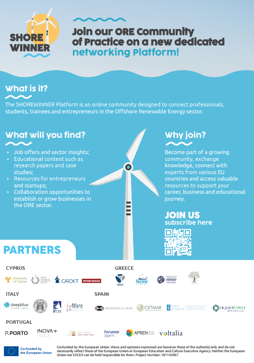Join the Future of #OffshoreRenewableEnergy! 🌊
We are excited to introduce the SHOREWINNER Platform, a dedicated online community connecting professionals, students, trainees, and entrepreneurs in the Offshore Renewable Energy sector!
🔗 Join us today! 👉 shorewinner.circle.so