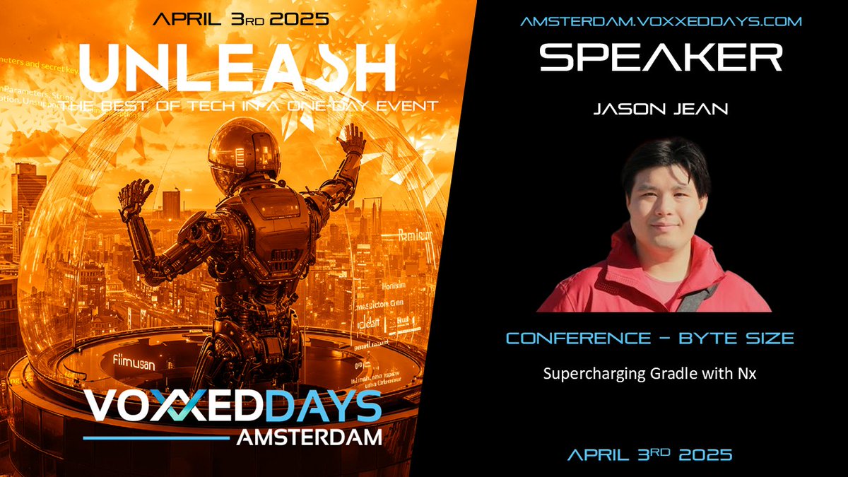 VoxxedAmsterdam's tweet image. ⚡ Accelerating Gradle Builds at Scale
with @FrozenPandaz Technical Lead @NxDevTools CLI
👉 amsterdam.voxxeddays.com/talk/?id=39805
Long Gradle builds slowing your team down? Jason Jean shares proven strategies to optimize performance, reduce build times, and simplify complexity—based on…