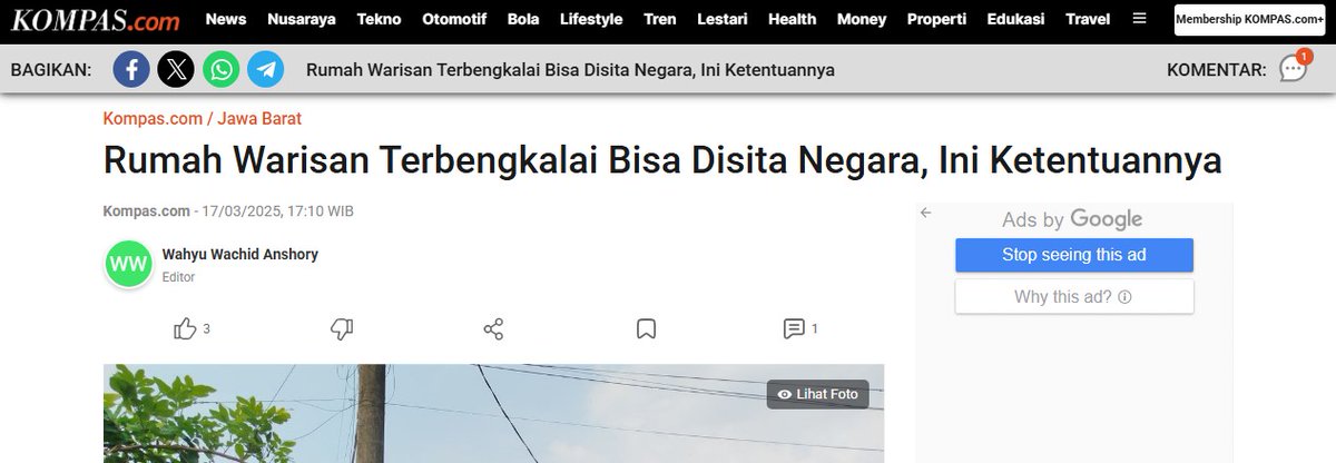 Warisan Terbengkalai Bisa Disita Negara, Ini Ketentuannya: kompas.com/jawa-barat/rea…