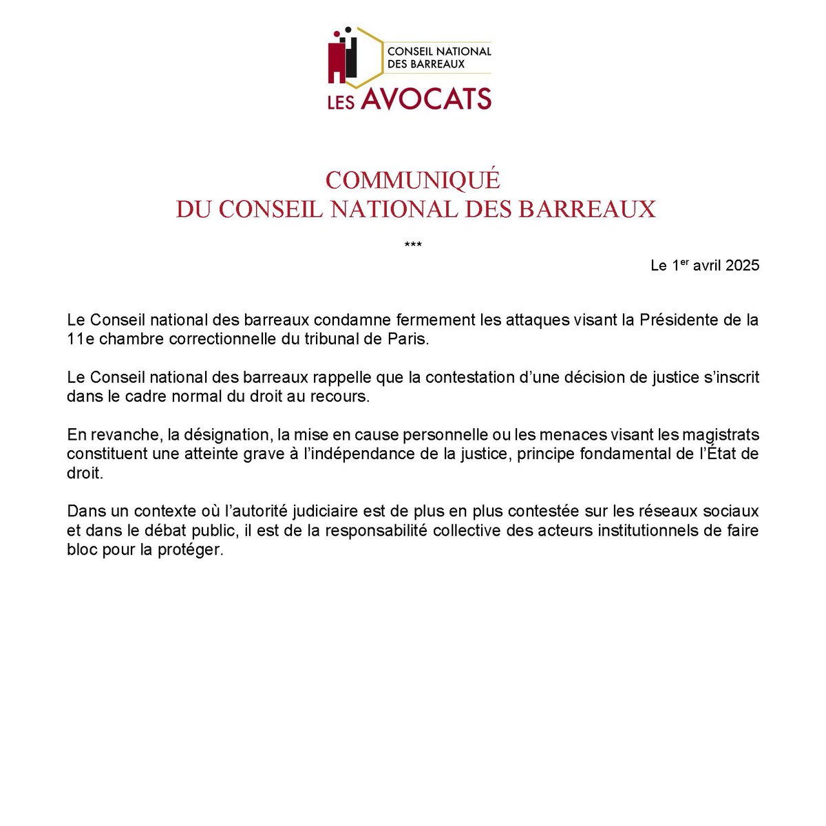 L’indépendance de la Justice ce n’est pas un privilège des juges, c’est une garantie pour les citoyens et une condition de la démocratie.