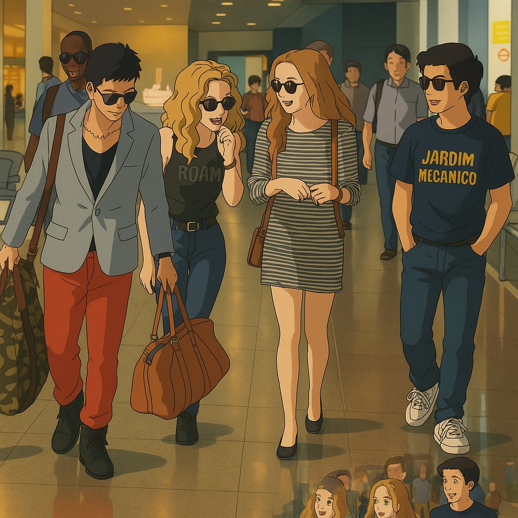 AcervoRNU's tweet image. Essa foi uma das fotos em GHIBLI mais realista do Micael carregando as coisas, Lua e Sophia fofocando e Arthur Aguiar de boa no rolê.