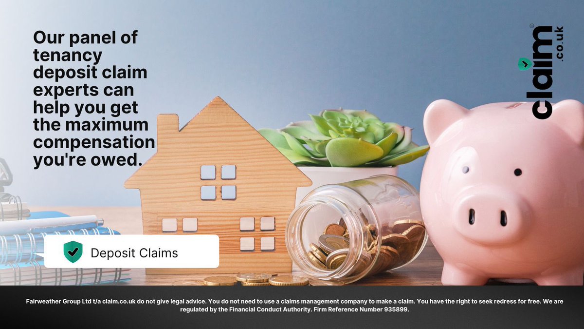 You could claim compensation with our panel of tenancy deposit claim experts.⁠
⁠
Contact us today to find out more.⁠
⁠
⁠
⁠

Fairweather Group Ltd t/a claim.co.uk do not give legal advice.

You do not need to use a claims management company to make a claim. You