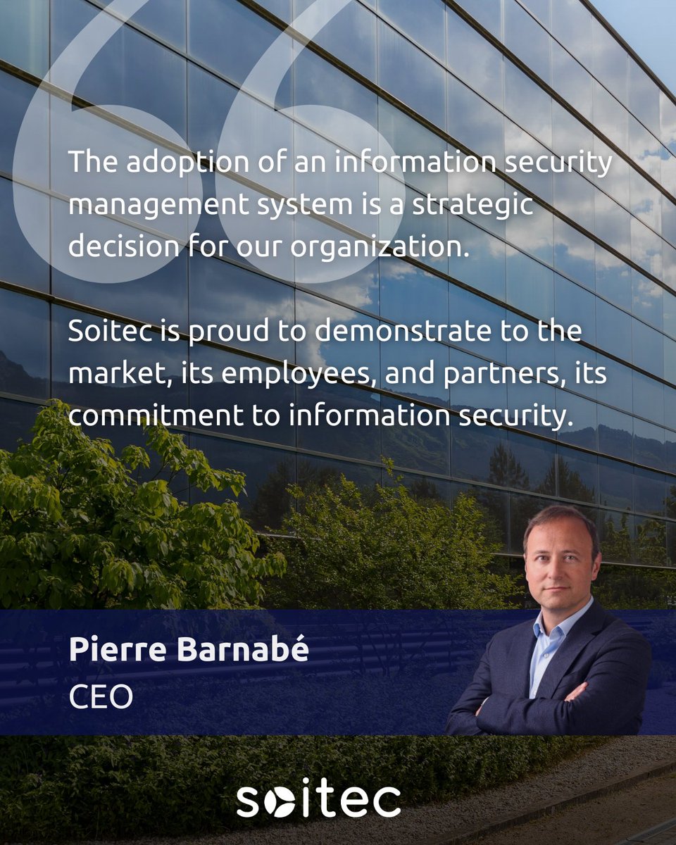 🔐 Soitec achieves #ISO27001 certification for its Bernin site!
A big thank you to all the teams involved—this is a shared success!
#ISO27001 #Cybersecurity #InformationSecurity #TeamWork #ContinuousImprovement #Certification