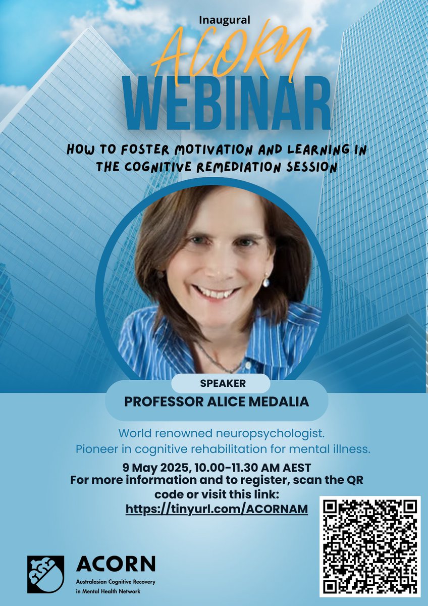 Dr Tamsyn VanRheenen (@tamsynvr) on Twitter photo <a href="/CogRecoveryMH/">ACORN</a> is hosting its first webinar, featuring <a href="/AliceMedalia/">Alice Medalia</a> from <a href="/ColumbiaPsych/">Columbia Psychiatry</a>. May 9, 10-11.30 AEST. For more details and to register, see here: eventbrite.com.au/e/how-to-foste… <a href="/CogRecoveryMH/">ACORN</a> is hosting its first webinar, featuring <a href="/AliceMedalia/">Alice Medalia</a> from <a href="/ColumbiaPsych/">Columbia Psychiatry</a>. May 9, 10-11.30 AEST. For more details and to register, see here: eventbrite.com.au/e/how-to-foste…