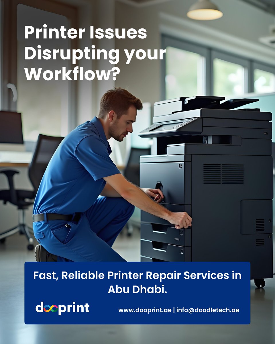 DooPrint's tweet photo. #Dooprint offers quick and reliable printer repair s#ervices across #Abudhabi and #Dubai  — for all major brands.
We get your machines back to work so your team can stay focused.

📞 Abu Dhabi: 02 6711 640
📞 Dubai: 04 2619 680
📩 sales@dooprint.ae
🌐 https://t.co/r7DV2eYbjk https://t.co/6RcrPIkHum