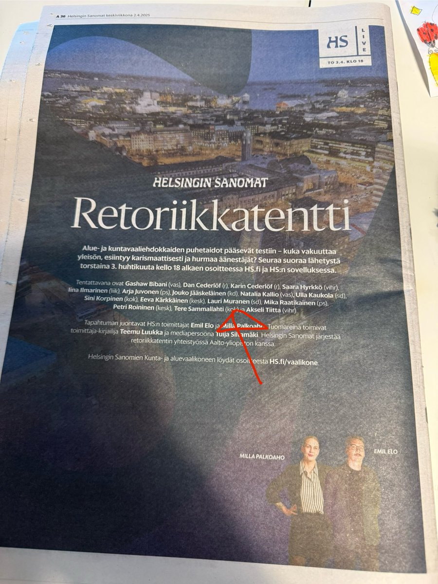 laurimuranen's tweet photo. Kuntavaaleissa budjetit nyt vaan ovat pienemmät. Ei ole nimi Hesarin etusivulla, mutta ehkä tämä takasivukin riittää. Voitte siis huomenna seurata livenä miten mies pärjää hesarin retoriikkatentissä. Ja muistakaahan äänestää! Ennakkoäänestys alkaa tänään. #Muranen 898 https://t.co/Rjmh7e4Nez