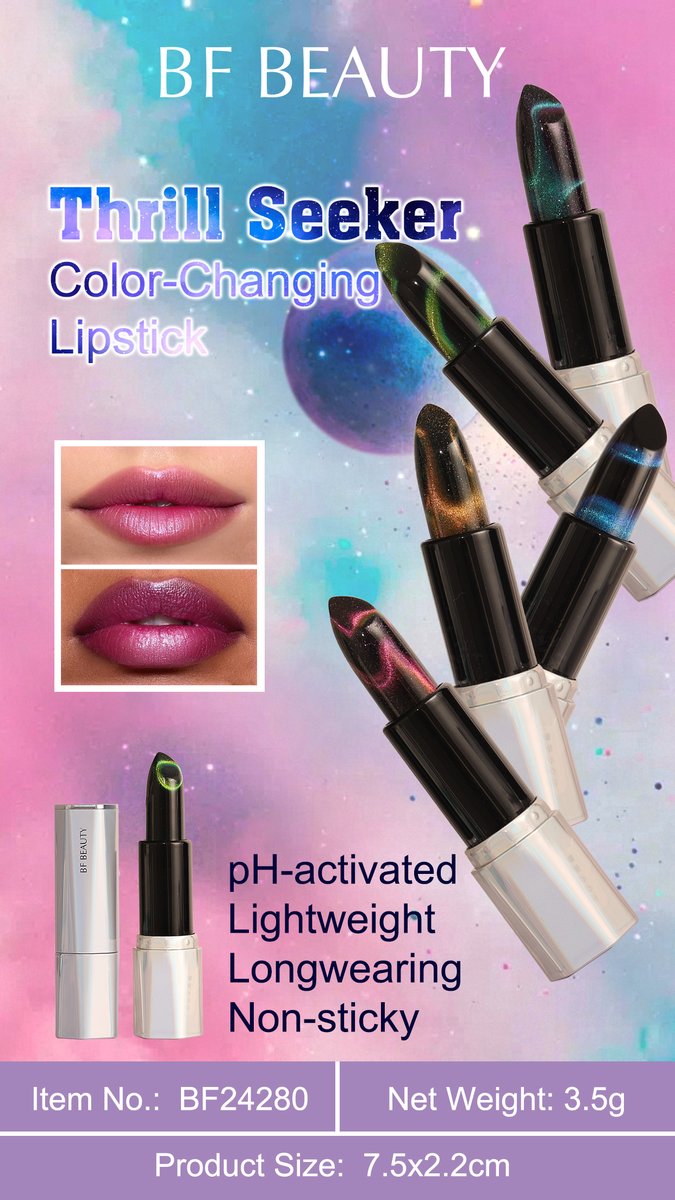 BFBeautyCN's tweet photo. 💋 Color That’s All Yours!
Meet Thrill Seeker Color Changing Lipstick—a pH-activated formula that adapts to you! 🌈✨ 
Infused with coconut oil &amp; vitamin E for all-day hydration. 💖 
Vegan &amp; cruelty-free! 🌱
📩 WAS: 189 6605 3509
#ColorChangingLipstick #VeganBeauty #CrueltyFree https://t.co/pYykaH6XI3