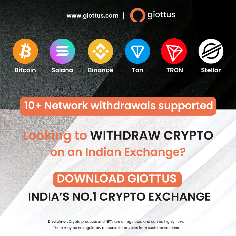 giottus's tweet photo. Giottus Crypto Exchange offers CRYPTO WITHDRAWALS in India 🇮🇳 

Install and take self-custody seriously!