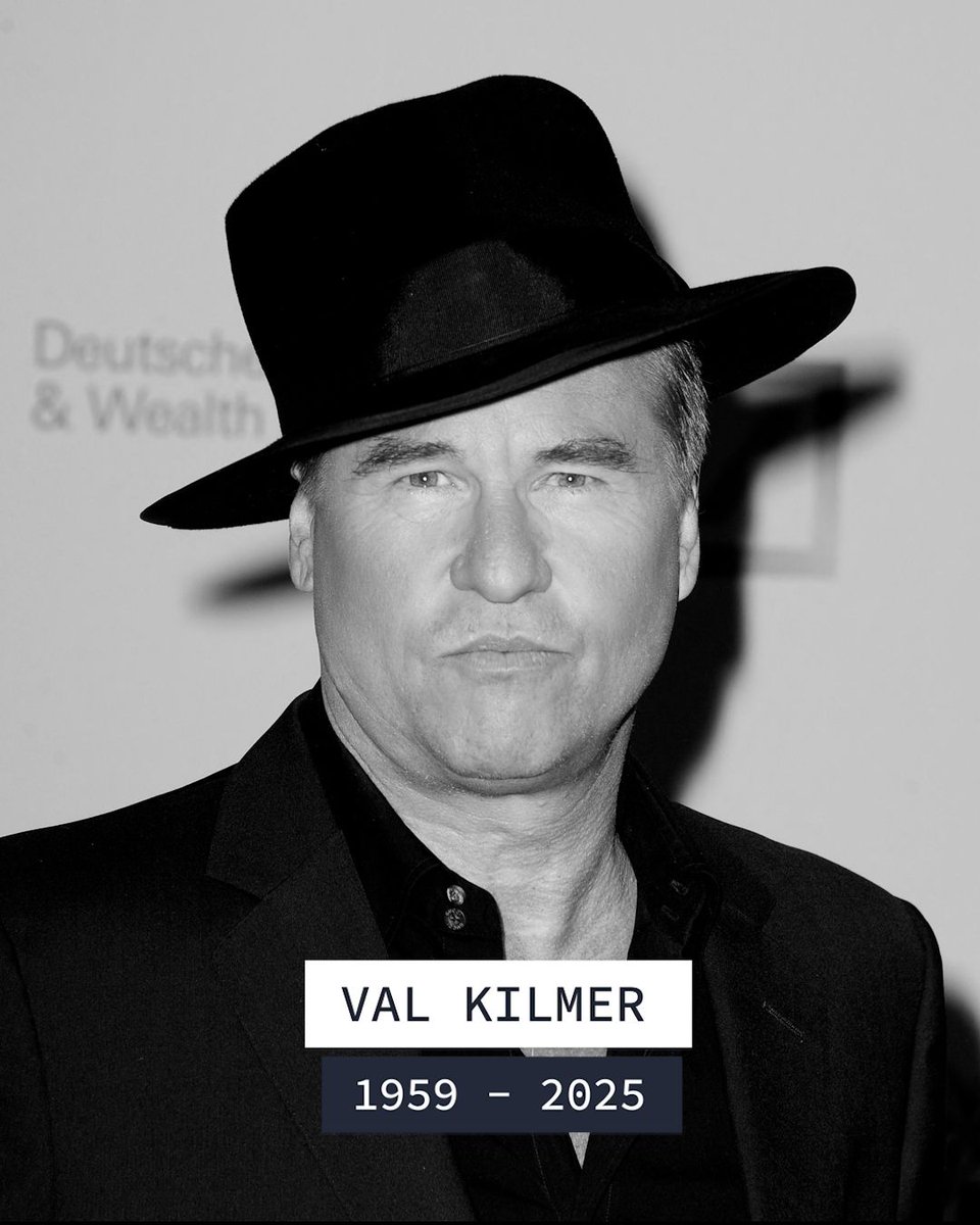 ⚫  L'acteur américain Val Kilmer, qui a connu la gloire grâce aux films "Top Gun", "Batman Forever" et "The Doors", est mort à l'âge de 65 ans, a annoncé le New York Times #AFP