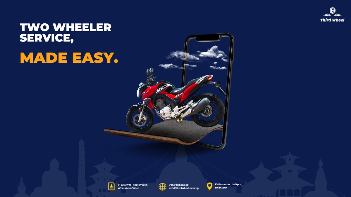 thirdwheelnepal's tweet photo. Two-wheeler service, made easy!
No more workshop visits.
— get your bike or scooter serviced right at your home or office with ThirdWheelApp.
Book now and ride worry-free!
#thirdwheelapp #bikeserviceathome #smoothride #newyear #2082 #nepal #kathmandu https://t.co/94pQiklFB3