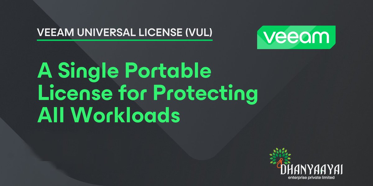 dhanyaayai2024's tweet image. Veeam Universal License gives you the flexibility to protect any virtual, physical or cloud workload interchangeably with #noadditionalfees. Protect what you want where you want with #VeeamUniversalLicense.
#workloadautomation #cloudworkloadprotection #Veeam
