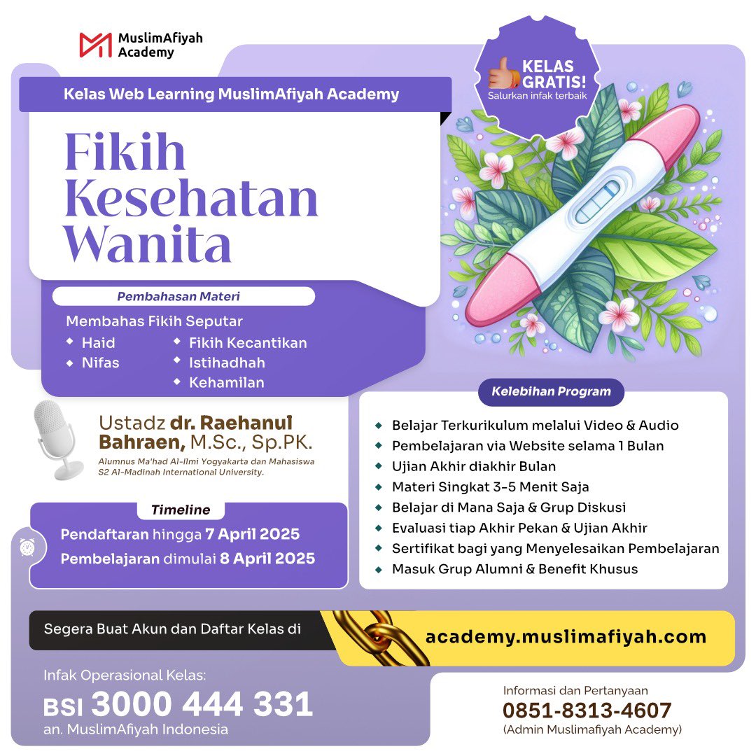 raehanulbahraen's tweet photo. ⚠️ GRATISS ‼️ 

Dibuka Kembali Pendaftaran Kelas Ngaji Sebulan Via Web Priode April 2025 

🍃 Segera buat akun dan pilih kelas (waktu terbatas) pada link berikut: 

🔗 https://t.co/EId7qD9P6l 

Periode Pendaftaran Sampai 13 April 2025 https://t.co/YwBVnzhjKd