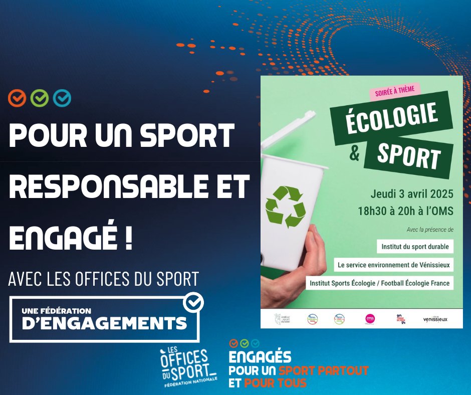 Les Offices du Sport au coeur du Sport Responsable Local

Nos Objectifs:
Promouvoir des pratiques écologiques lors des événements sportif.
Encourager l’utilisation des transports en commun ou des moyens de transport alternatifs pour les participants et les spectateurs.