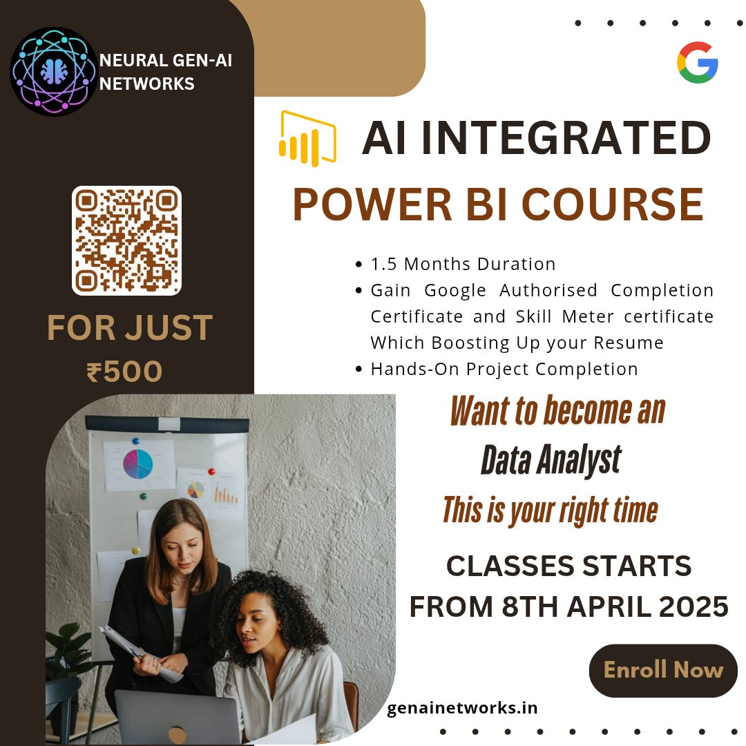 neural_genai's tweet image. Enroll Now: AI-Integrated Power BI Course 📌forms.gle/ghyWxLDBJ2sh9P…

🏅Boost Your Career with AI-Integrated Power BI!
Learn more @ genainetworks.in
#PowerBICourse #DataAnalytics #AIIntegrated #CareerBoost #HandsOnTraining #GoogleCertified #SkillDevelopment #NeuralGenAI