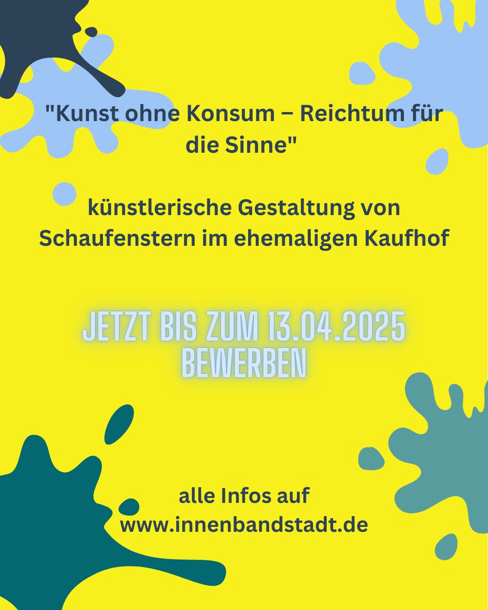 Jetzt noch mitmachen! Bis zum 13.04. können Künstler*innen aus #Wuppertal noch Ideen für die Gestaltung von sechs Schaufenstern im ehemaligen Kaufhofgebäude am Neumarkt einreichen. Die Arbeiten sollen von Juni bis Oktober zu sehen sein. ➡️wuppertal.de/presse/meldung…