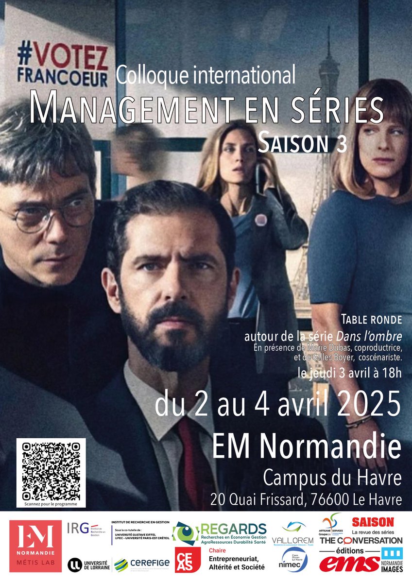 Management en Séries (@mgt_en_series) on Twitter photo Le colloque Management en séries saison 3 commence aujourd’hui <a href="/EMNormandie/">EM Normandie Business School</a> <a href="/EMNormandieLab/">Laboratoire Métis - EM Normandie</a>
Campus du Havre.
Pour toute information rendez-vous sur <a href="/bluesky/">Bluesky</a> managementenseries.bsky.social
<a href="/HelloQuitteX/">Escape-X FR</a> Le colloque Management en séries saison 3 commence aujourd’hui <a href="/EMNormandie/">EM Normandie Business School</a> <a href="/EMNormandieLab/">Laboratoire Métis - EM Normandie</a>
Campus du Havre.
Pour toute information rendez-vous sur <a href="/bluesky/">Bluesky</a> managementenseries.bsky.social
<a href="/HelloQuitteX/">Escape-X FR</a>