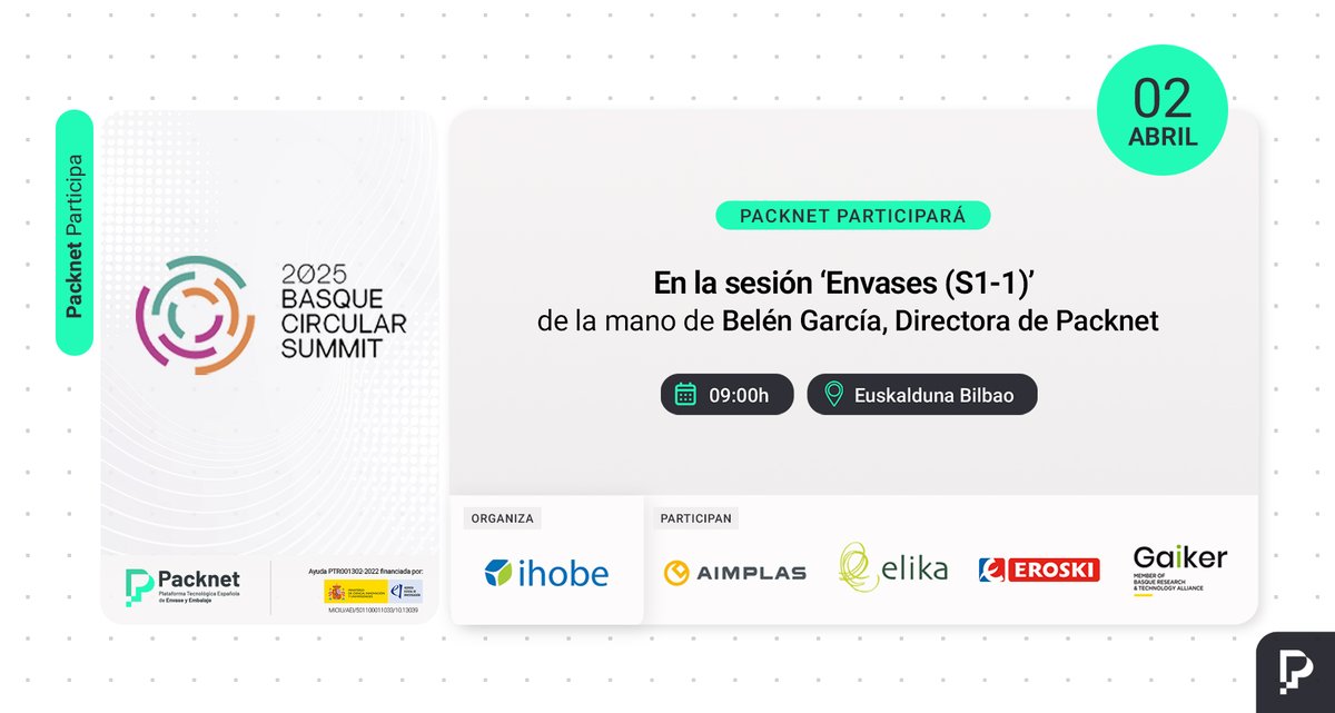 Packnet_'s tweet image. 🔊 En unos minutos comienza la jornada 'Envases S1-1', donde Packnet participa en el marco del Basque Circular Summit 2025, el mayor evento sobre economía circular del sur de Europa, organizado por @Ihobe_Eus

📍Euskalduna Bilbao

#PacknetParticipa #BCS2025