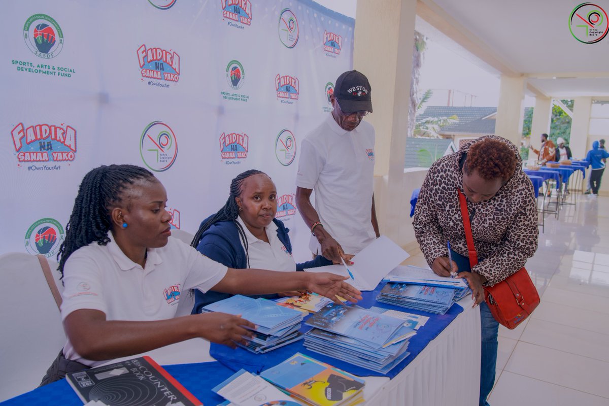 Live from Meru County at the Three Steers Hotel! #FaidikaNaSanaaYako brings creatives—artists, musicians, writers, performers—for a session on copyright &amp; IP. Empowering creatives to protect work, enforce rights, &amp; make talent sustainable income. #OwnYourArt