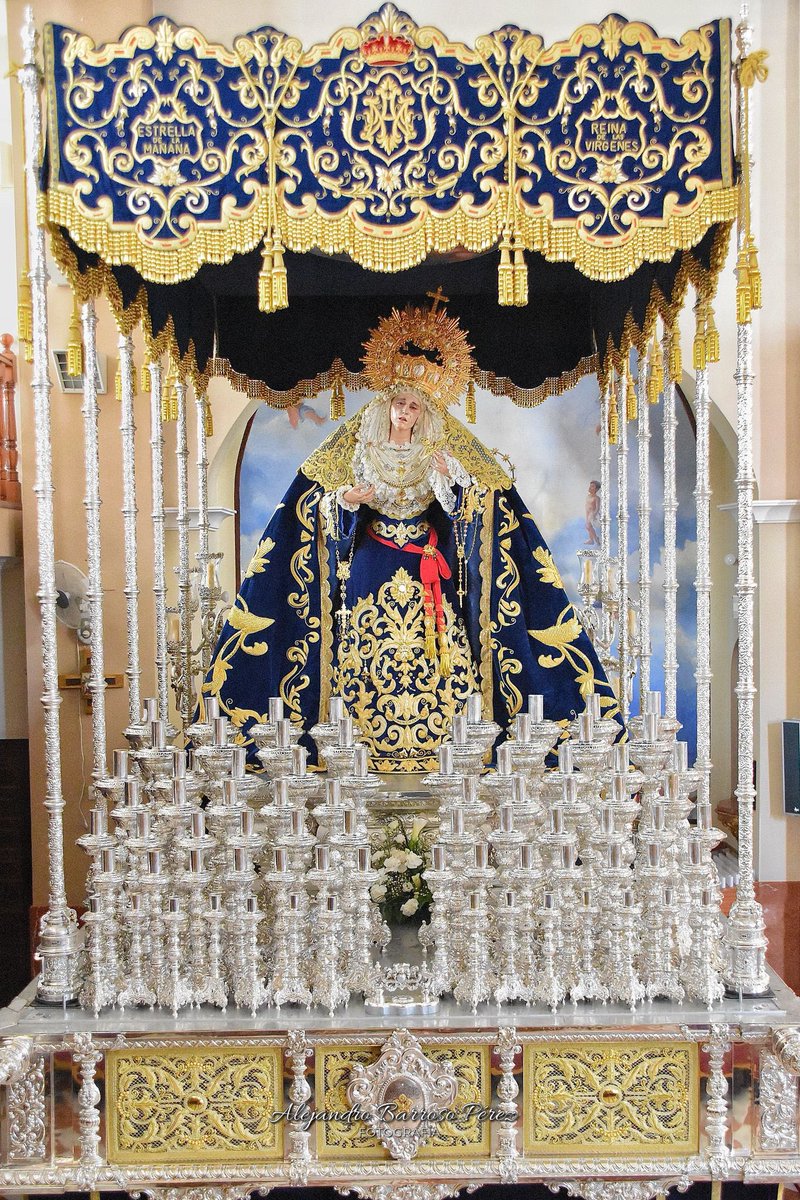 La Virgen de los Ángeles entronizada en su paso de palio.
Semana santa 2025.
Hermandad de la Salud y el Perdón.
Morón de la Frontera.