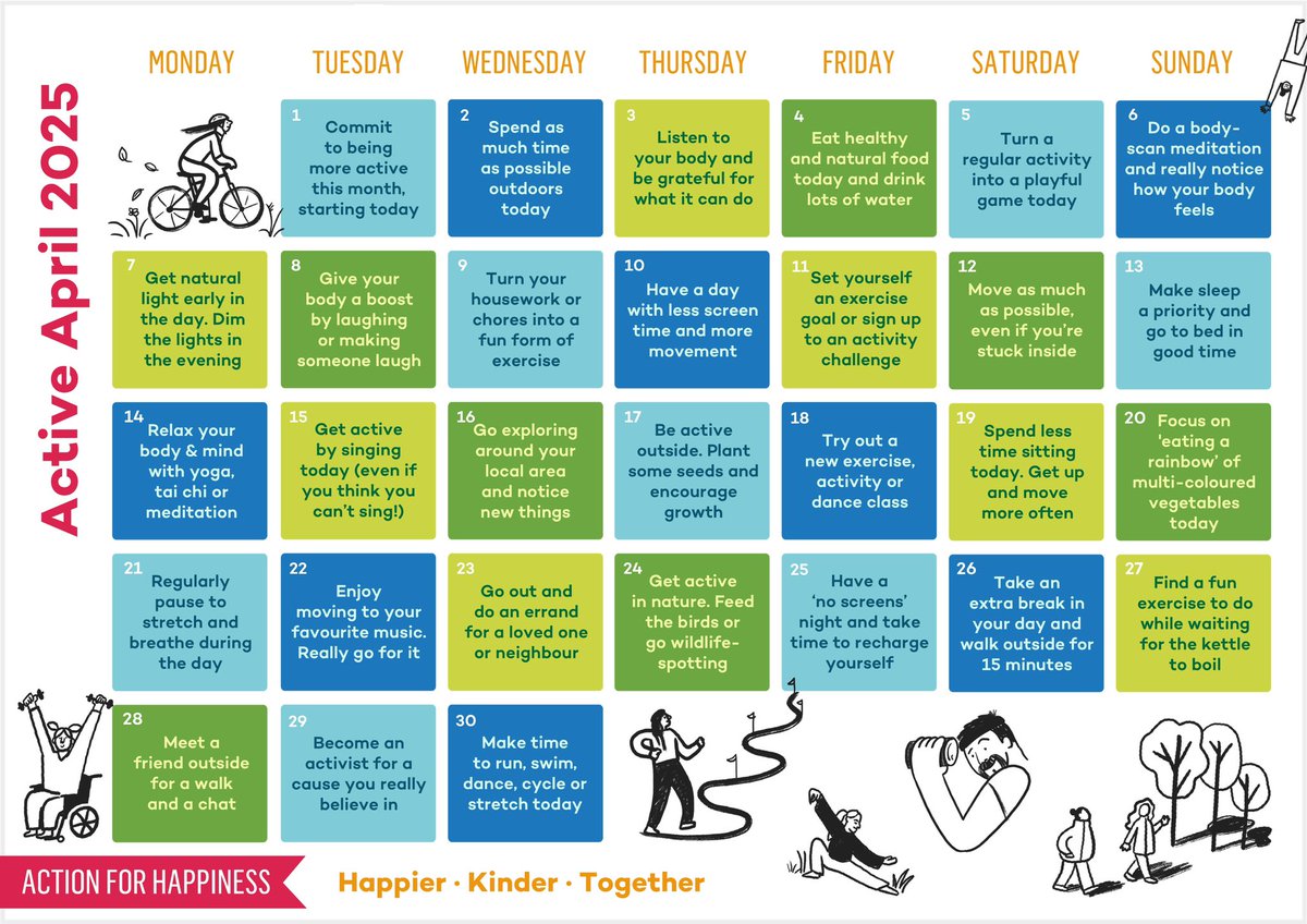 Active April - Day 2: Spend as much time as possible outdoors today actionforhappiness.org/active-april #ActiveApril