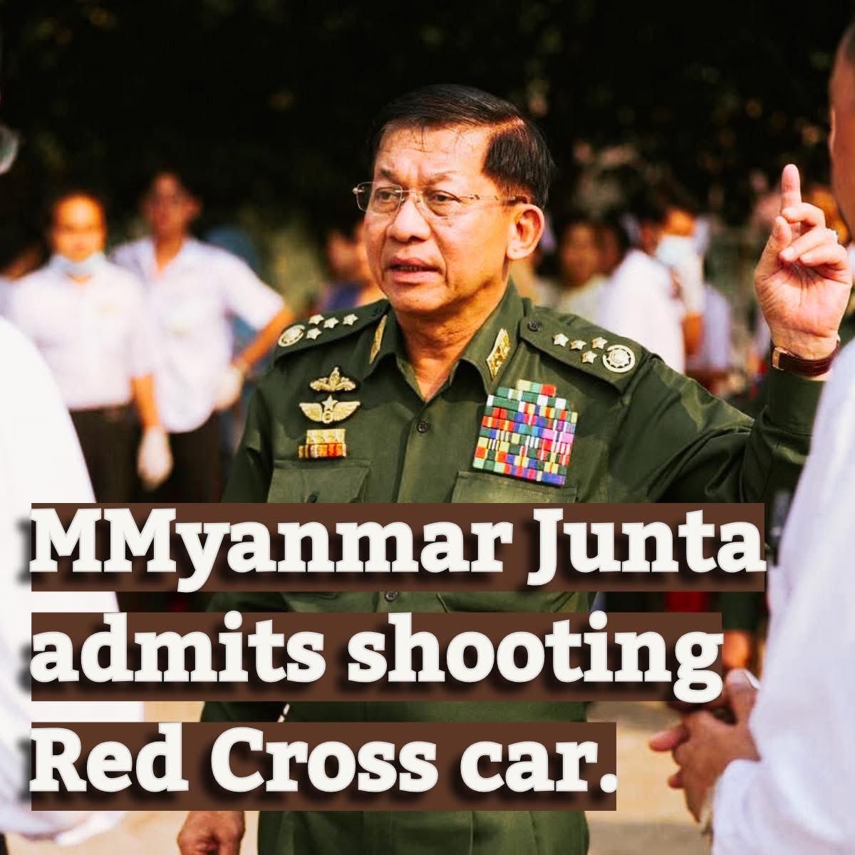 zoe_dev_'s tweet photo. Myanmar Junta admits shooting ⛑️RED CROSS Car

#WhatsHappeningInMyanmar
#Sagaing #HelpMyanmarRecover
#MyanmarEarthquake https://t.co/namBxoY7jU