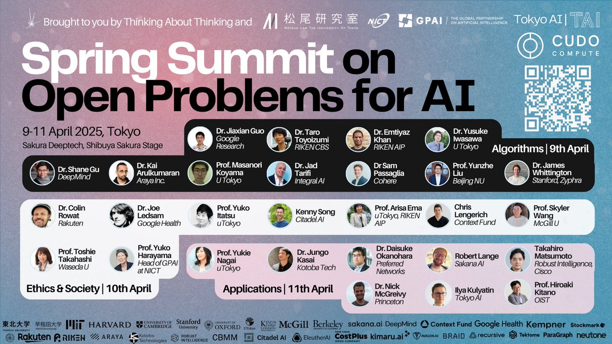 Only one week left until our global #AI Summit in #Tokyo ☄️ #東京 で開催されるグローバル #AI サミットまで残り1週間となりました

Join 30 of the world's leading experts in AI to discuss Open Problems and promising solutions for AI over the next 5 years! AI の世界的な専門家 30