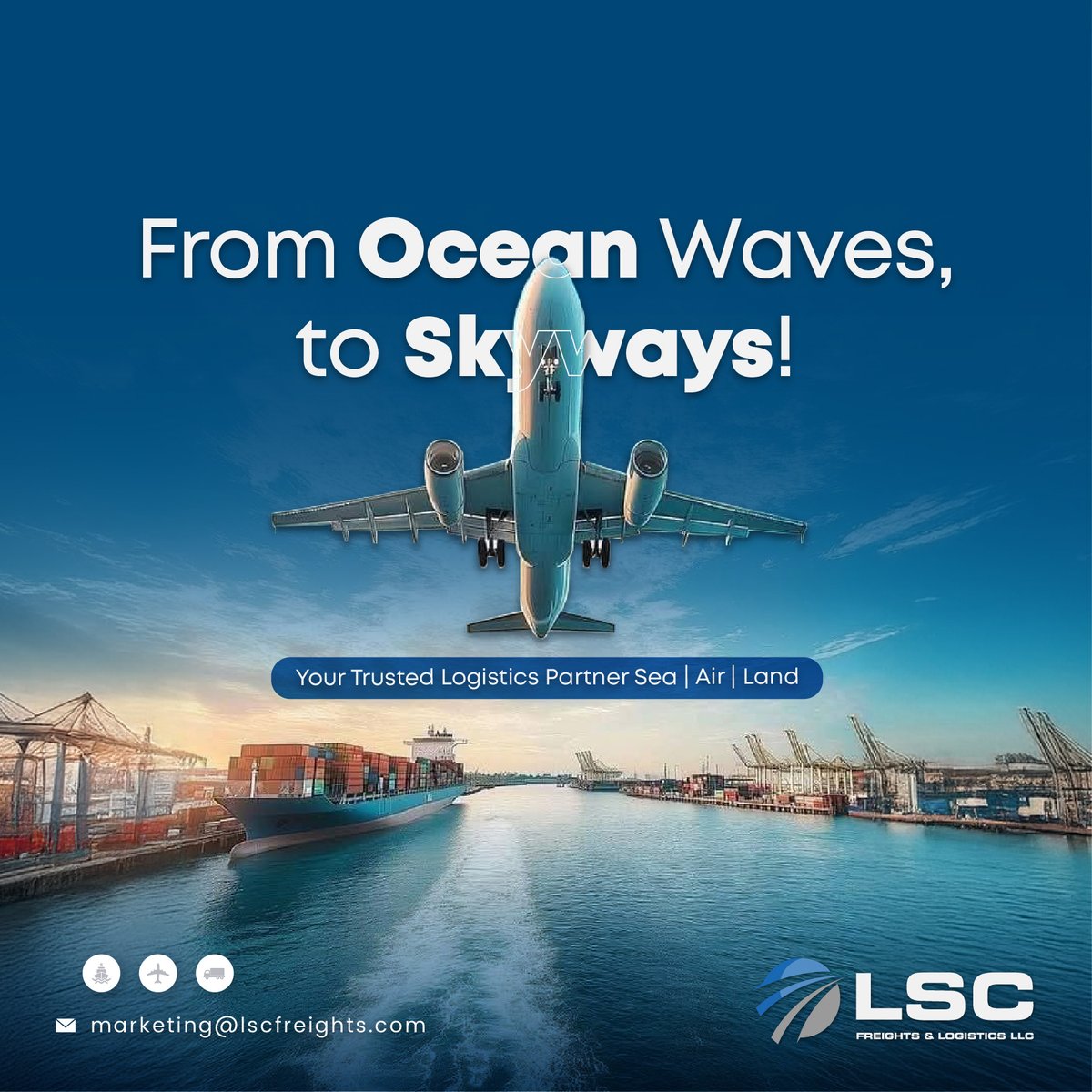 llc_lsc's tweet photo. From Ocean to Sky – We Move Cargo Seamlessly!

Fast, reliable, and cost-effective Sea, Air, and Land freight.

📧 marketing@lscfreights.com
🌍 https://t.co/hIOYB3cyLQ

#FreightForwarding #Logistics #Shipping #GlobalTrade #LSCFreights https://t.co/sQekDmEokD
