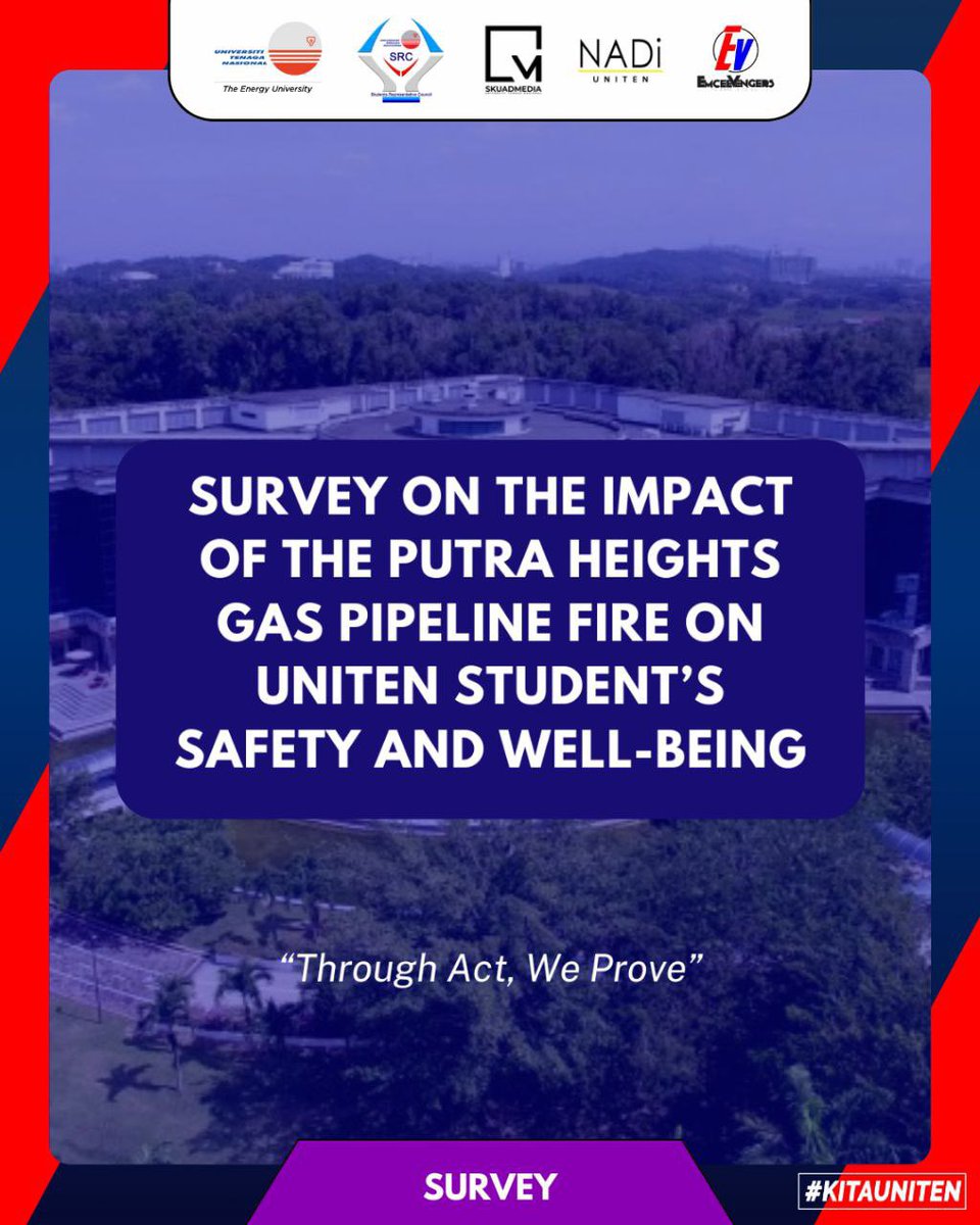 src_uniten's tweet image. Survey on the Putra Heights Gas Pipeline Fire Impact on UNITEN Student’s Safety and Well-Being 

Were you affected by the Putra Heights gas pipeline fire? 🔥

The SRC wants to hear from you to understand the impact &amp;amp; provide support. Your feedback matters!

Fill out the survey!