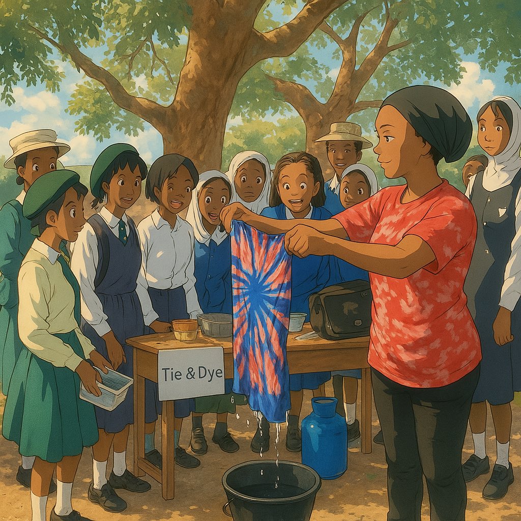 CyLanKNGO's tweet photo. Bringing creativity to life! A vibrant tie-dye workshop under the shade of a tree, where learning meets art and community. https://t.co/WpidpmHugw