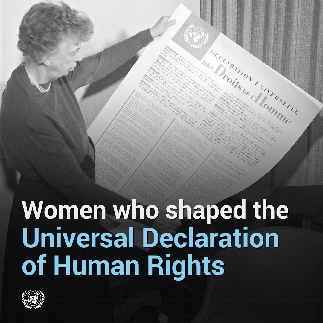 Women played a vital role in the drafting and adoption of the Universal Declaration of Human Rights.

Learn about some of them and join us in honouring their legacy in shaping the UN’s commitment to human rights and gender equality: un.org/sites/un2.un.o…