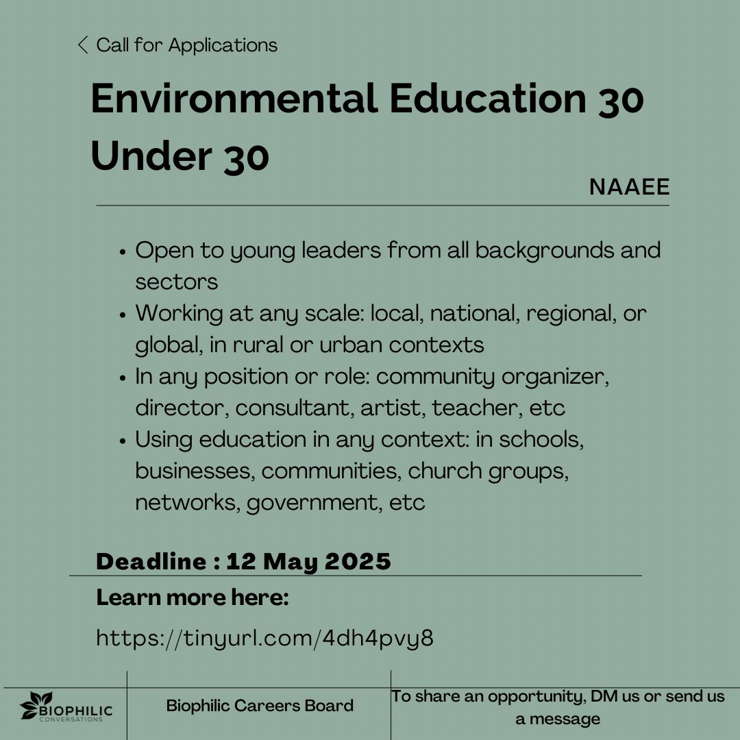 EE 30 Under 30: Call for Nominations! 

Are you or someone you know using environmental education to create lasting change? The EE 30 Under 30 Class of 2025 is now accepting nominations!