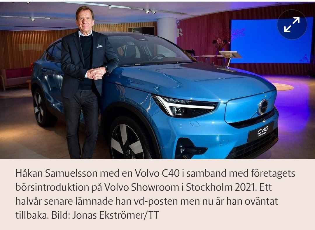 Aktiepappa's tweet photo. 1/x Kort tråd 🧵 om #VOLCAR
Spår lite inframtiden här. Volvo kommer gå ännu mer miljöwoke nu med nygamla Håkan Samuelsson som VD. Han har ju haft sitt "klimatuppvaknande" och tror han ska pracka på sina ideal på kunderna "för framtidens kunder kommer kräva det". ⬇️ https://t.co/GLV0beru5f