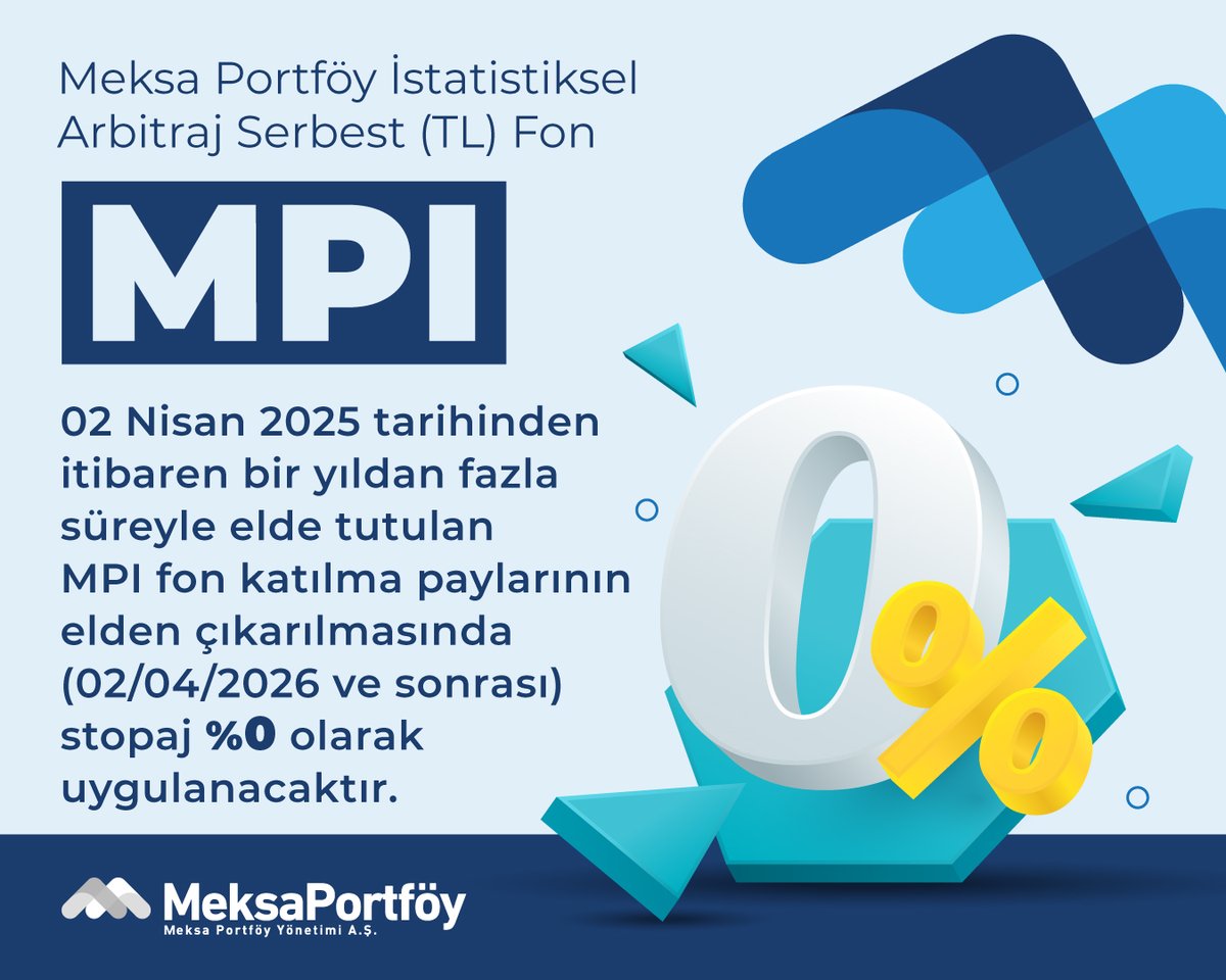 MPI Fon Yatırımcılarımıza Duyurulur: MPI fonumuzun izahname değişikliği 02.04.2025 itibariyle uygulanmaya başlanacaktır. İlgili değişikliğe ilişkin detaylara ve güncel izahnameye aşağıdaki KAP linkinden ulaşabilirsiniz.
kap.org.tr/tr/Bildirim/14…