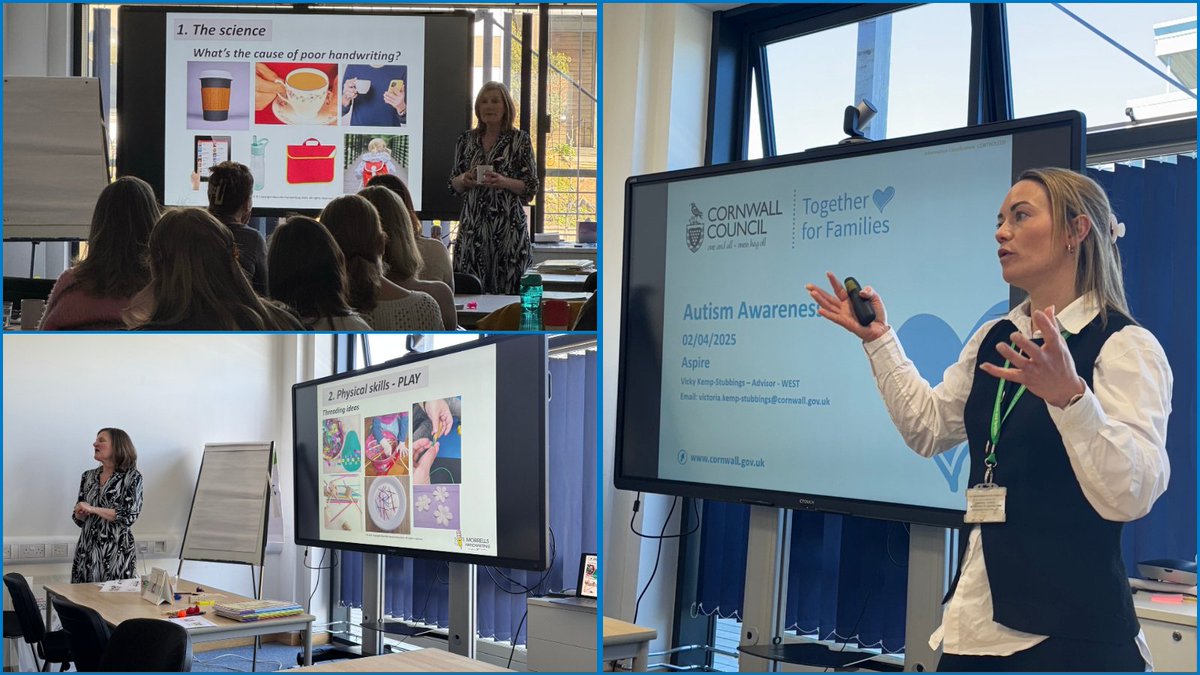 Busy #Nursery Network training day with Vicky from <a href="/CornwallCouncil/">@cornwallcouncil</a> Autism Team &amp; the ever fabulous Sue from <a href="/MorrellsHand/">Morrells Handwriting</a>. In total 73 Aspire staff across key stages inc. Heads, now received #AutismAwareness  and #handwriting training 👏