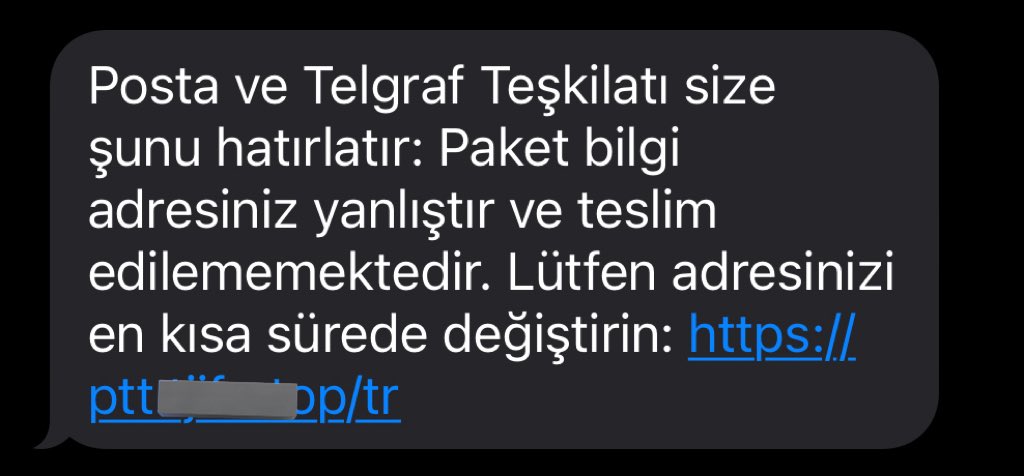 PTT'nin SMS servislerinden size aşağıdaki gibi bir mesaj gelirse dikkate almayın. Ayrıca size yollanan mesajlardaki linklere kesinlikle tıklamayın. Aksi taktirde siber saldırılara maruz kalırsınız.

Bu konuda <a href="/PTTKurumsal/">PTT AŞ</a> bir twit paylaşmış ve profiline sabitlemiştir.