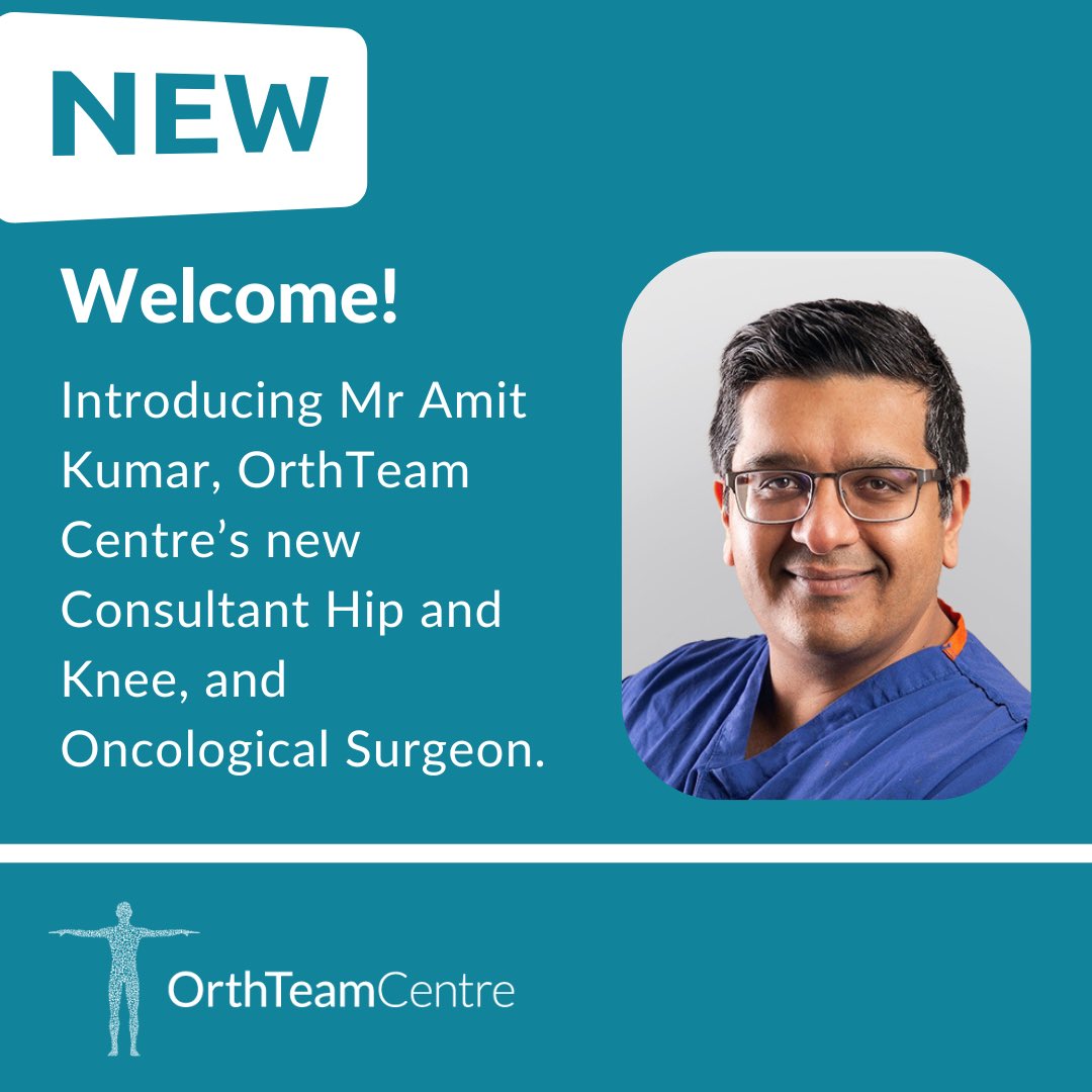 🆕 Hip and Knee Consultant 🆕

A warm welcome to Mr Amit Kumar who has joined our leading team! 😀 

Mr Kumar specialises in a range of hip and knee treatments, and is the only Orthopaedic Surgeon in Manchester who offers oncology treatment privately ➡️ orthteamcentre.co.uk/consultants/mr…