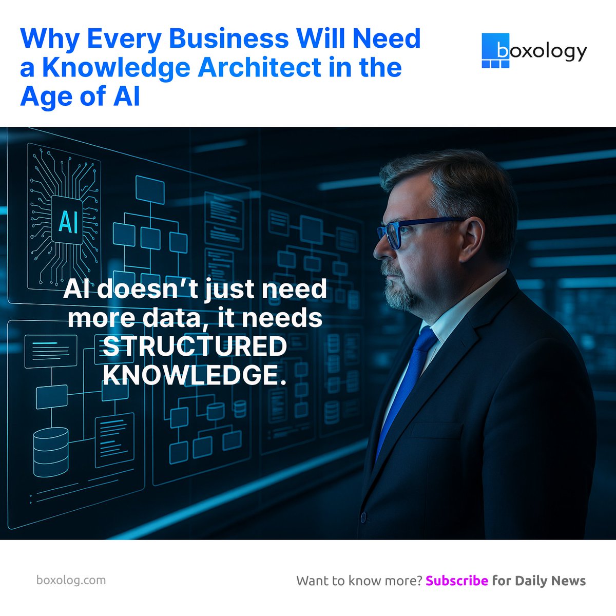 boxologacademy's tweet image. AI isn’t just about data—it’s about structure.
In today’s article, I explore why every AI-ready org needs a Knowledge Architect—to make tools smarter, faster, and useful.
📩 Read full article here: linkedin.com/newsletters/bo…
#AI #FutureOfWork #KnowledgeArchitecture #AIExecution