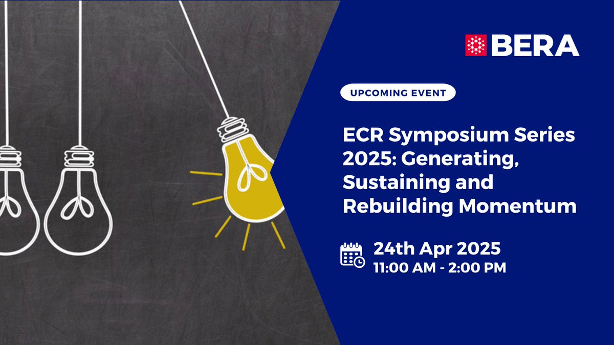 📣 Presentation slots available!

The ECR Network’s symposia series is designed for early career researchers (ECRs) looking to present their research and connect with peers. <a href="/BERA_ECRNetwork/">BERA Early Career Researcher Network</a>

🗓️ 24 Apr 2025

Find out more and register: bera.ac.uk/event/ecr-symp…