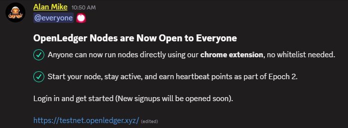 0xMoei's tweet photo. 🧑‍💻 @OpenledgerHQ Nodes are Now Publicly Open to Everyone!

You can now run chrome extension node, No whitelist needed!

▫️Sign up: https://t.co/baclgBnIC1
• Click on "Store" tab > Add Extension

👇Node & Heartbeat Rules👇

▫️ Node Limit: Each user is limited to 3 active nodes at a time.
• This can include 2 mobile devices + 1 browser extension, or 3 mobile devices.
• Using more than 1 browser extension simultaneously will disable heartbeat rewards.

▫️ Extension Restriction: Only one extension node is eligible to receive heartbeat points. If logged in on multiple extensions, heartbeat will not be credited.

▫️ Heartbeat Credit: Heartbeats are credited every 5 minutes per eligible node.