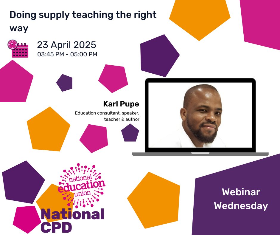 ✨In these troubled times, supply staff face challenges building rapport with students

📅Join <a href="/actionheroteach/">Karl C. Pupé FRSA</a> on April 23 for a session on setting boundaries, asserting authority with warmth, and making your class a hit 

🔗neu-org-uk.zoom.us/webinar/regist…

#CPDatNEU #SupplyTeachers