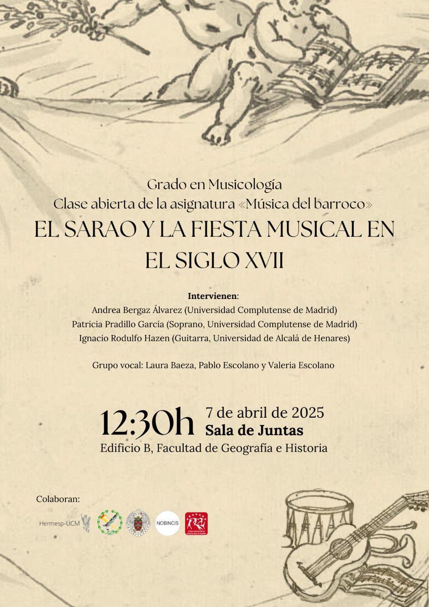 El próximo 7 de abril se celebrará esta actividad a las 12:30 en la Sala de Juntas de <a href="/geohisucm/">Geografía e Historia UCM</a>, en el marco de la asignatura de Música del barroco del Grado en Musicología