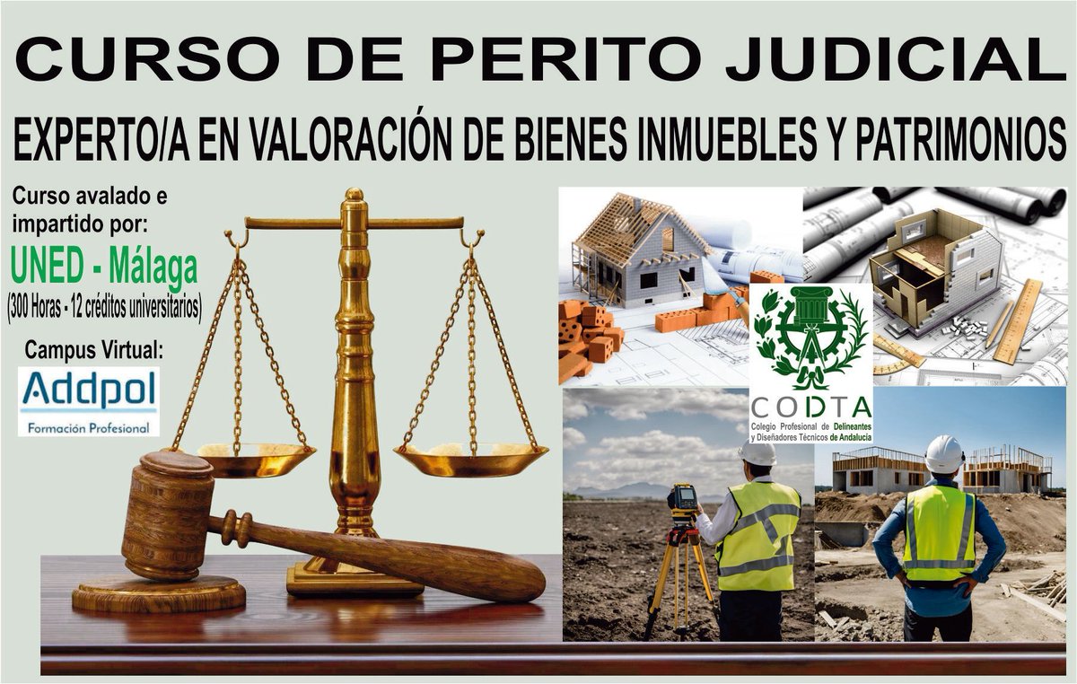 Curso de Perito Judicial: Experto/a en Valoración de Bienes Inmuebles y Patrimonios, avalado por la UNED.
Precio especial para colegiados del CODTA. Plazo pre-inscripción y reserva de plaza hasta 25/04/2025
#delineantes
#codtaorg
#CGCPDelineantes
#CODTA
#BIM
#formacionprofesional