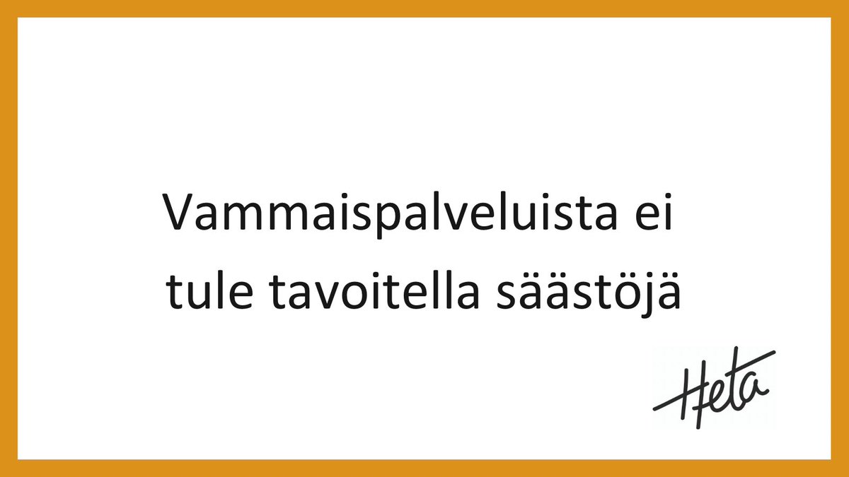 Vammaispalveluista ei tule tavoitella säästöjä, eikä elämänvaihemalli ole perusteltu.

STM:n tulee keskittyä uuden lain toimeenpanon tukeen, eikä tempoilevaan lainvalmisteluun.

Lue Heta-liiton kannanotto kokonaisuudessaan sivuiltamme. 

heta-liitto.fi/heta-liitto-va…